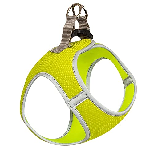 Mesh Hundegeschirr Atmungsaktiv Hundegeschirr No-Choke Hundegeschirr Air Mesh Geschirr Step-in Hundegeschirr Nacht Reflektierendes Mesh Geschirr Quick Fit (Neongrün, L) von Mita