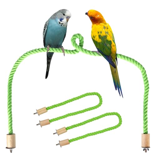 2 Stück Sitzstangen Vögel, Vogel Seil, Vogelstange, Parrot Climbing Rope, Vogelkäfig-Ständer-Zubehör, Vogel Spielzeug Sitzstangen Set für Papageien, Sittiche, Wellensittiche, Lovebirds (100 cm) von Mitening