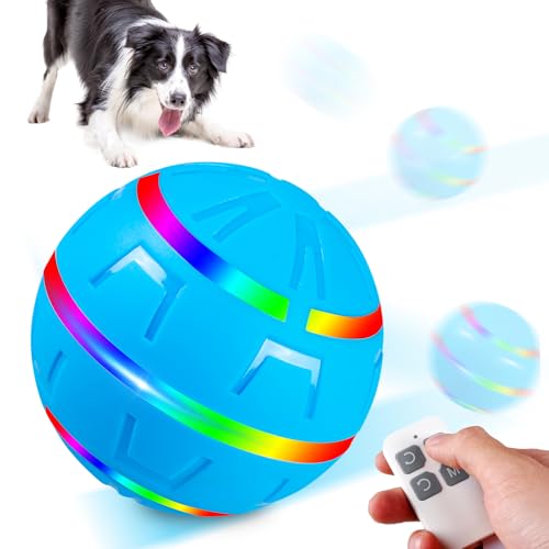 Interaktives Hunde Ball Spielzeug: Selbstrollender Ball Hund, Hundespielzeug Ball, Automatisch Rollender Ball für Mittelgroße und Große Hunde Spielen für Langeweile Drinnen Draußen,USB Wiederaufladbar von Mitening