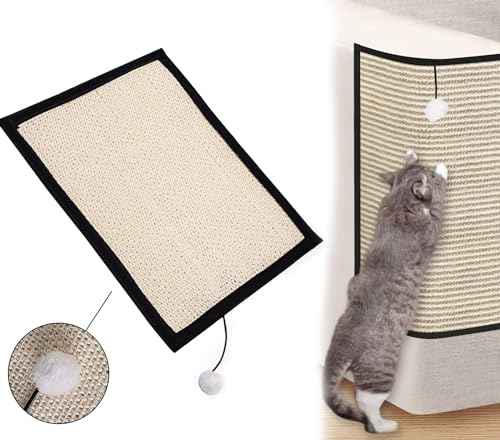 Kratzmatte für Katzen: Katzen Kratzmatte Kratzschutz Sofa, Sisal Kratzteppich für Katze, Kratzpappe Wand, Kratzbrett Wand mit Katzenball, Katzenkratzbrett Ecke Kratzbrett, Couch Katzenkratzmatte von Mitening