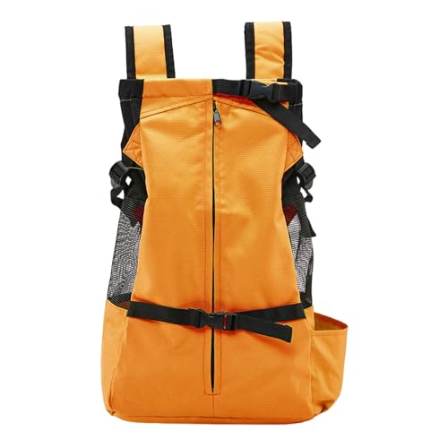 Mitoydoe Faltbare Haustier-Tragetasche für Reisen, kratzfester Rucksack, kleine Hunde, verstellbare Tasche mit Traktionsbefestigungsschnalle, atmungsaktiv, ideal für Outdoor-Wanderungen Orange von Mitoydoe