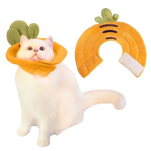 MITTENS Katzen-Genesungshalsband, weiches elisabethanisches Halsband für Katzen, verstellbarer Katzenkegel (Karotte, Medium) von Mittens