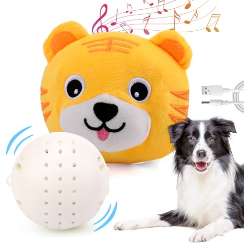 Interaktives Hundespielzeug, aktives bewegliches Haustier-Plüschspielzeug für Hunde, quietschender beweglicher Ball mit kaubarem Plüschbezug und Musik für kleine, mittelgroße und große Hunde, die von Mity rain