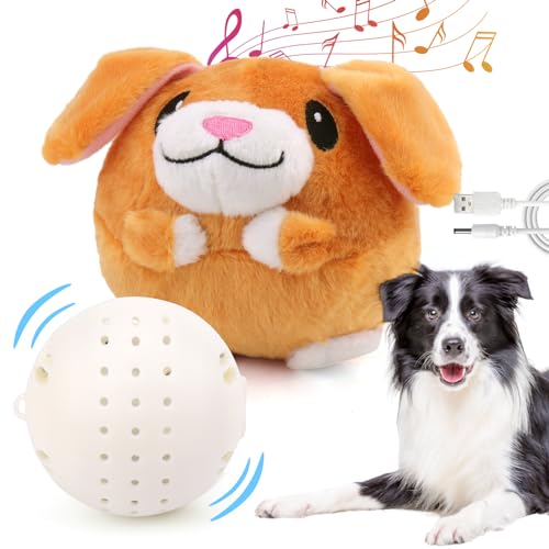 Interaktives Hundespielzeug, aktives bewegliches Haustier-Plüschspielzeug für Hunde, quietschender beweglicher Ball mit kaubarem Plüschbezug und Musik für kleine, mittelgroße und große Hunde, die von Mity rain