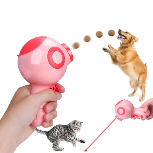 Mity rain Hundespielzeug, Futterwerfer, interaktiver Leckerli-Spielzeugspender mit LED-Licht, 2-in-1-Hundeballwerfer für Katzen, Hunde, Indoor- und Outdoor-Übungstraining, Rosa von Mity rain