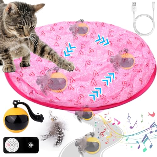Mity rain Interaktives Katzenspielzeug für Indoor-Katzen, selbstrollender Ball, Katzenspielzeug in Tasche, Fernbedienung, intelligenter Katzenspielzeug-Ball mit Musik, Kätzchen, erwachsene Katzen, von Mity rain