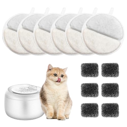 Mivanta 6 Stück Trinkbrunnen Katzen Ersatzfilter, Filter Katzenbrunnen für 84 FL oz/2.5L Trinkbrunnen Filter für Haustier-Trinkbrunnen Weiß 6 Stück, effektive Wasserfiltration für sauberes Trinkwasser von Mivanta