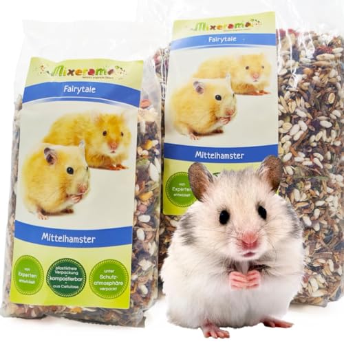 Mixerama Mittelhamster Fairytale - artgerechtes Hamsterfutter für Goldhamster Teddyhamster Mittelhamster ohne Pellets Kleintierfutter Alleinfutter von Mixerama