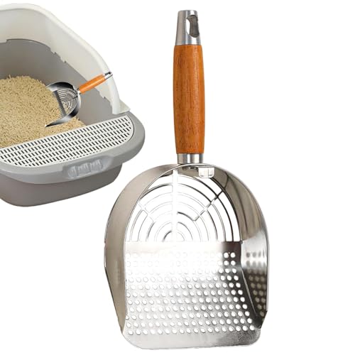 Mixnexorad Katzenstreu Schaufel, Katzentoilette Schaufel | Pooper Scooper Cat Box Scoop mit Holzgriff,Poop Sifting Tool wiederverwendbarer Kätzchen Pooper Lifter für Haustiergeschäfte von Mixnexorad