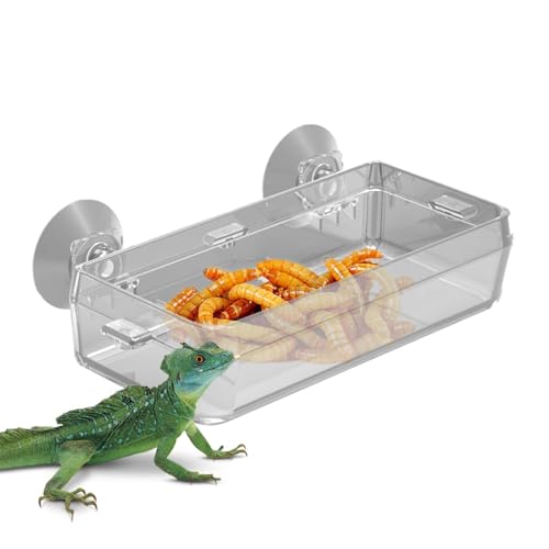 Mixnexorad Reptilien-Futternapf, Reptilien-Futternapf Anti Scape | Reptilien-Ledge-Futterspender mit Saugnapf | Gecko Ledge Feeder, Anti-Flucht-Mehlwurmnapf, langlebiges Futterbecken für Schlangen, von Mixnexorad