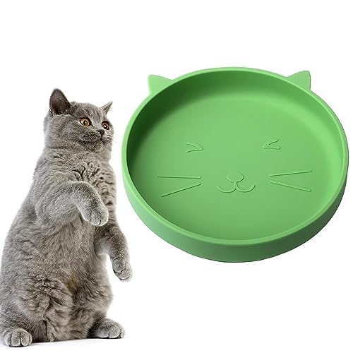 Four Dry Wet Food Chat Bowl Relief Whisker Fatigue Non Slip Chute Flat Oval(Gren) von Mixoro