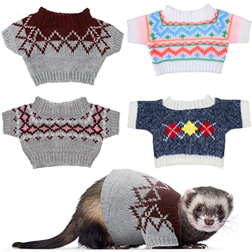 4 Stück Meerschweinchen Kleidung Frettchen Zubehör Hamster Kleidung Frettchen Kleidung Hase Kleidung Frettchen Pullover Frettchen Weihnachten Weste Frettchen Kostüm für Winter Weihnachten Kleintier von Mixweer