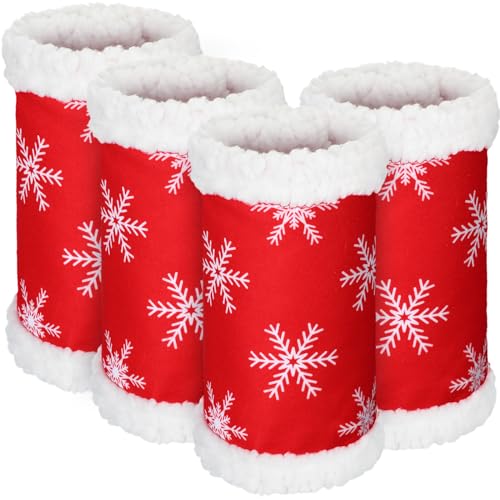 Mixweer Pferd Weihnachten Tack Weihnachten Pferd Bein Wraps Kunstfell Polyester Stehbandagen für Pferde Bein Wraps Lose und Bequem für Weihnachtsparades, 4er Set (Schneeflocke) von Mixweer