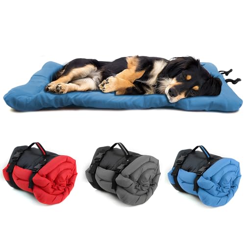 Miyacare Faltbare wasserdichte Hundebett matratze, leicht zu reinigen, Rutschfester Boden, faltbar und zusammenrollbar, Orthopädisches Hundebett für Kleine Mittlere Große Hunde (Blau, 90cm x 60cm) von Miyacare