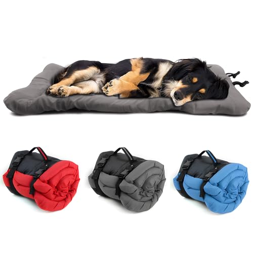 Miyacare Faltbare wasserdichte Hundebett matratze, leicht zu reinigen, Rutschfester Boden, faltbar und zusammenrollbar, Orthopädisches Hundebett für Kleine Mittlere Große Hunde (Grau, 90cm x 60cm) von Miyacare