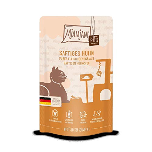 Katzen Nassfutter: purer Fleischgenuss - saftiges Hühnchen pur - 12er-Pack, hoher Fleischanteil von MjAMjAM