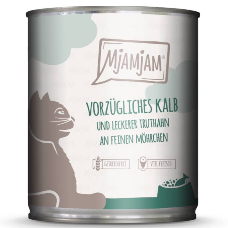 MjAMjAM 6 x 800 g  - vorzügliches Kalb & leckerer Truthahn an feinen Möhrchen von MjAMjAM