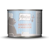 MjAMjAM Nassfutter Katze Adult, Blanchiert in Sauce 6x185 g Pute und Muscheln von MjAMjAM