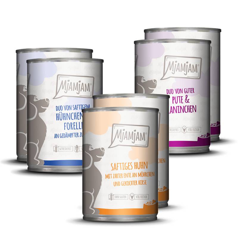 MjAMjAM Adult Hund 6 x 400 g - Mixpaket I (3 Sorten) von MjAMjAM