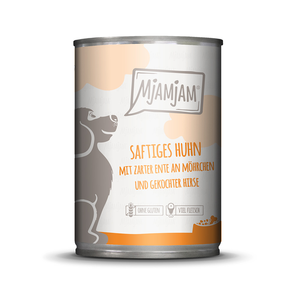 MjAMjAM Adult Hund 6 x 400 g - saftiges Huhn mit zarter Ente von MjAMjAM