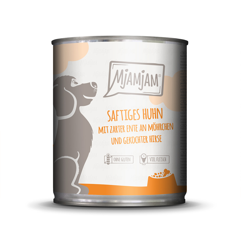 MjAMjAM Adult Hund 6 x 800 g - saftiges Huhn mit zarter Ente von MjAMjAM