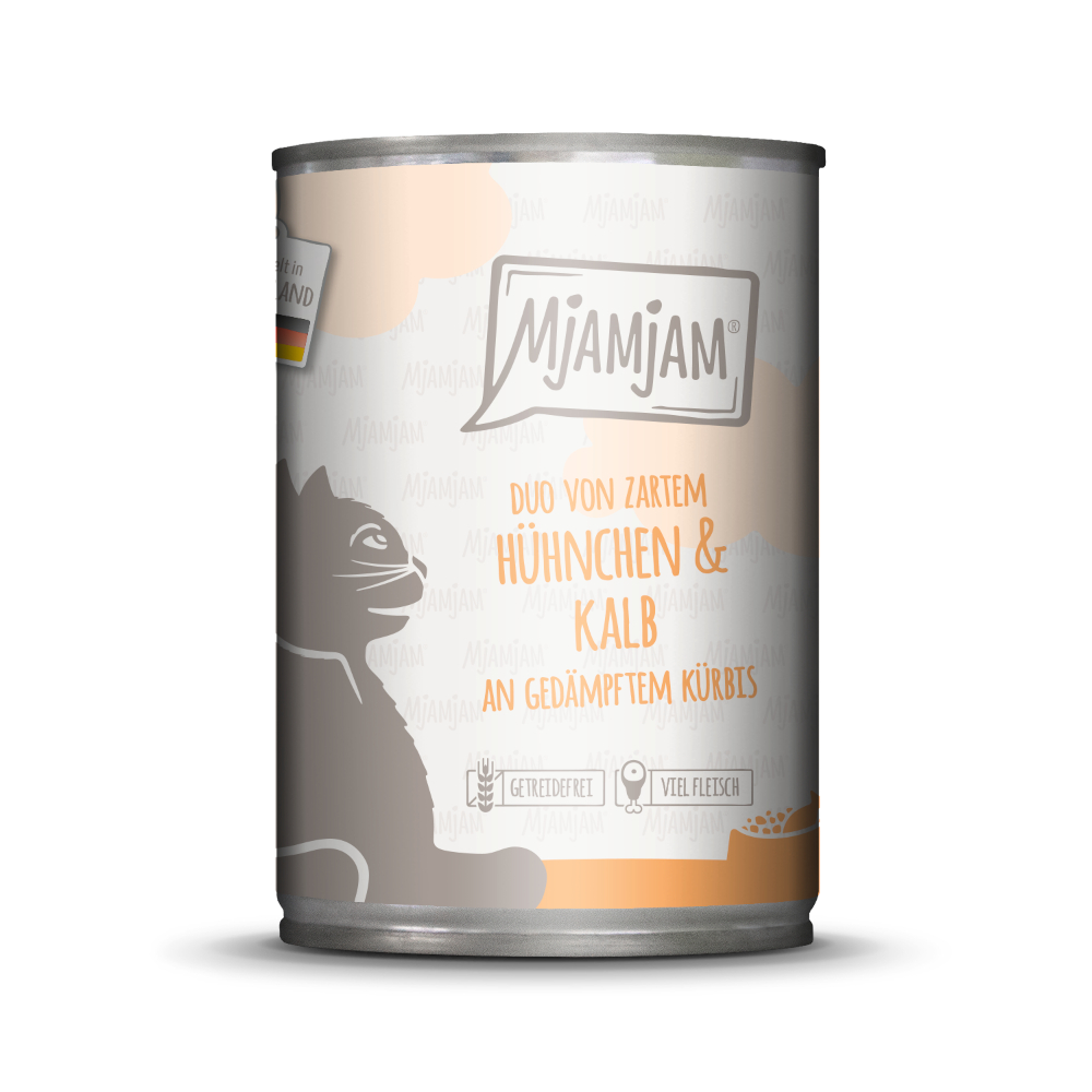 MjAMjAM Duo 6 x 400 g - zartes Hühnchen & kalb an gedämpftem Kürbis von MjAMjAM