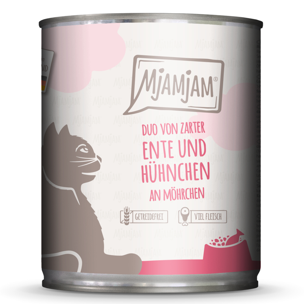 MjAMjAM Duo 6 x 800 g - zarte Ente & Hühnchen an Möhrchen von MjAMjAM