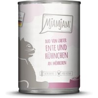 MjAMjAM Nassfutter Katze Adult, Duo 6x400 g Ente & Huhn von MjAMjAM