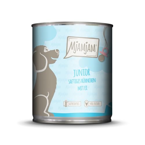 MjAMjAM - Premium Hundefeuchte - Welpe - saftiges Huhn mit Ei, 1 Packung (1 x 800 g), Getreidefrei mit zusätzlichem Fleisch von MjAMjAM