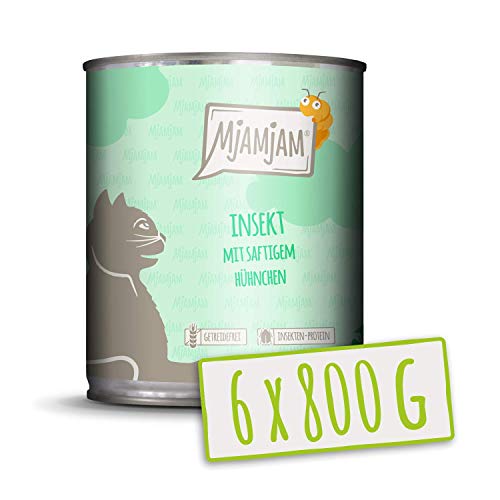 MjAMjAM - Premium Nassfutter für Katzen - Insekt mit saftigem Hühnchen, 6er Pack (6 x 800 g), getreidefrei mit Insektenprotein von MjAMjAM