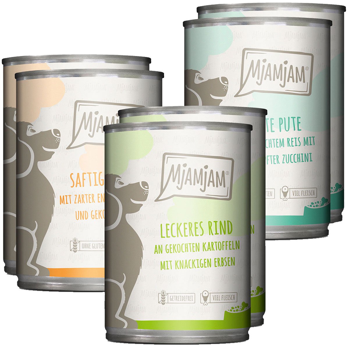 MjAMjAM Mixpaket I Huhn&Ente, Rind, Pute 6x400g von MjAMjAM