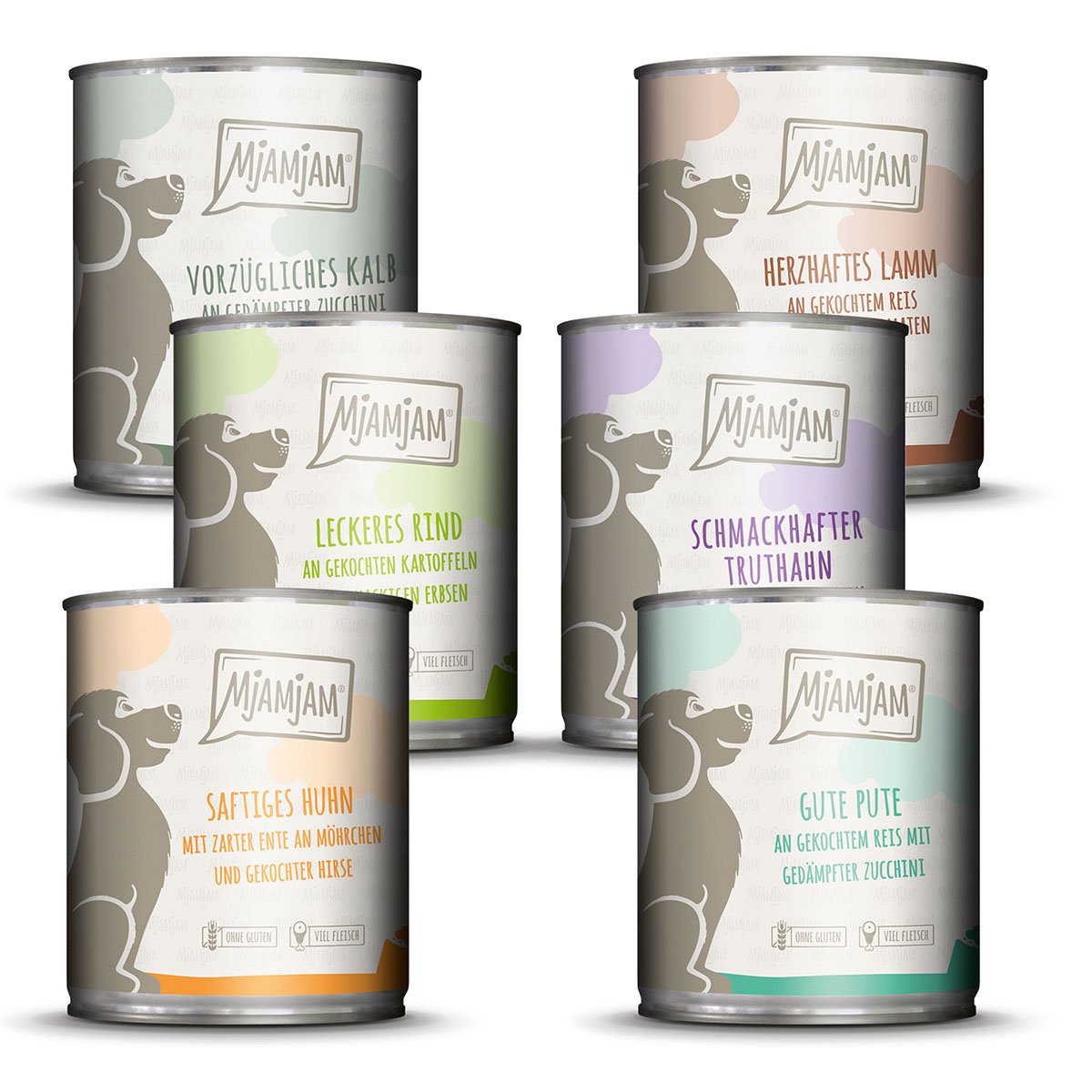 MjAMjAM Mixpaket II mit Huhn&Ente, Rind, Pute, Kalb, Truthahn, Lamm 6x800g von MjAMjAM