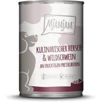 MjAMjAM Nassfutter Hund Adult kulinarischer Hirsch & Wildschwein an fruchtigen Preiselbeeren 6x400 g von MjAMjAM