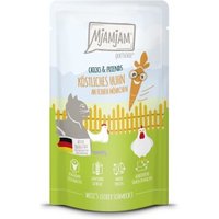 MjAMjAM Nassfutter Katze Adult, Quetschie Chicks & Friends, Huhn & Möhrchen 12x125 g von MjAMjAM