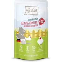 MjAMjAM Nassfutter Katze Adult, Quetschie Chicks & Friends, Huhn und Erdbeere 12x125 g von MjAMjAM