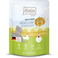 MjAMjAM Nassfutter Katze Adult, Quetschie Chicks & Friends, Huhn & Kürbis 6x300 g von MjAMjAM