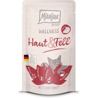 MjAMjAM Nassfutter Katze Adult, Wellness Haut & Fell 12x125 g Rind von MjAMjAM