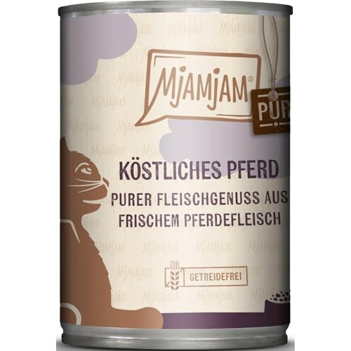 MjAMjAM - Premium Katzenfeuchtfutter - Pure Fleisch Genuss - Leckeres Pferd pur, 1 Packung (1 x 400g), Getreidefrei mit zusätzlichem Fleisch von MjAMjAM