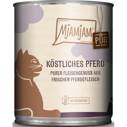 MjAMjAM - Premium Katzenfeuchtfutter - Pure Fleisch Genuss - Leckeres Pferd pur, 1 Packung (1 x 800g), Getreidefrei mit zusätzlichem Fleisch von MjAMjAM