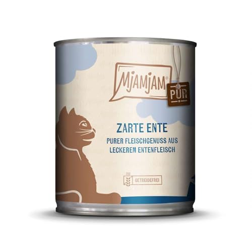 MjAMjAM - Premium Katzenfeuchtfutter - Pure Fleisch Genuss - Zarte Ente pur, 1 Packung (1 x 800g), Getreidefrei mit zusätzlichem Fleisch von MjAMjAM