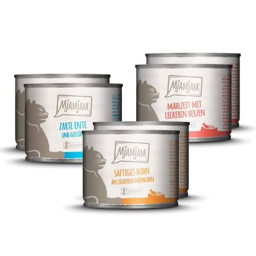 MjAMjAM - Premium Nassfutter für Katzen - Probierpaket, 6er Pack (6 x 200 g), getreidefrei mit extra viel Fleisch von MjAMjAM