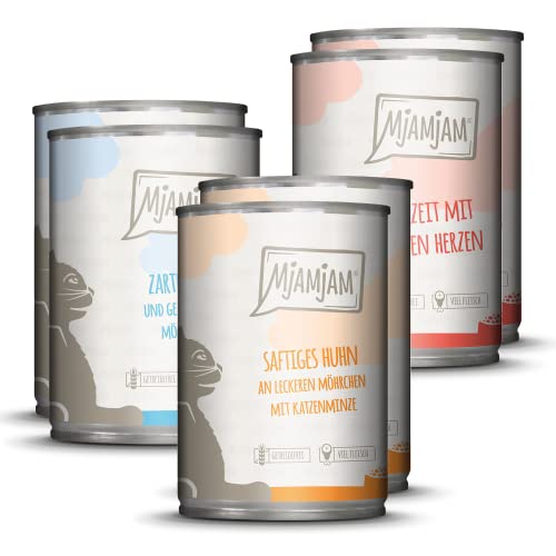 MjAMjAM - Premium Nassfutter für Katzen - Probierpaket, 6er Pack (6 x 400 g), getreidefrei mit extra viel Fleisch von MjAMjAM