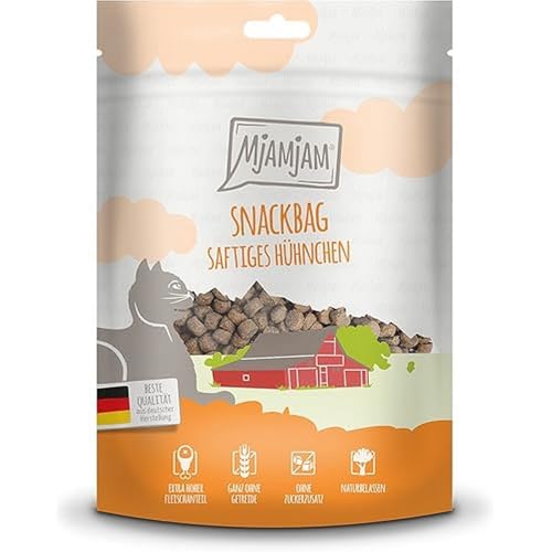 MjAMjAM - Premium Katzensnack - Snackbag - saftiges Hühnchen, 1er Pack (1 x 125 g), naturbelassen ganz ohne synthetische Konservierungsstoffe von MjAMjAM