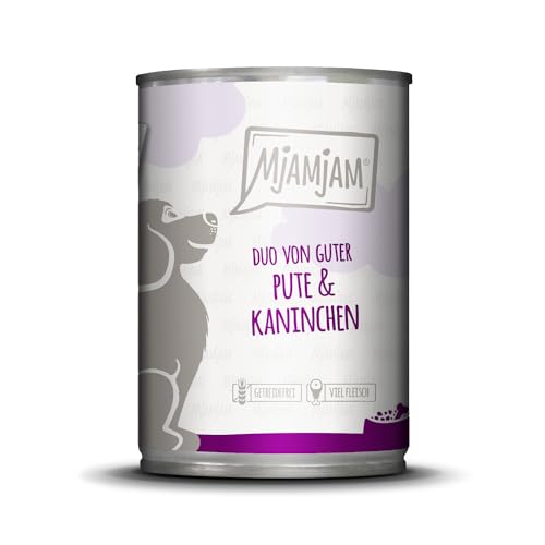 MjAMjAM - Premium Nassfutter für Hunde - DUO von guter Pute & Kaninchen, 1er Pack (1 x 400g), getreidefrei mit extra viel Fleisch von MjAMjAM