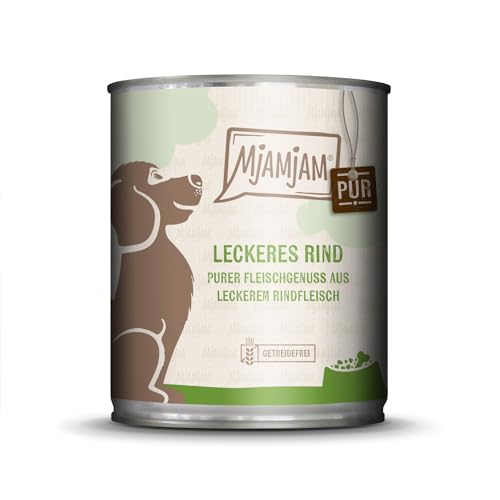 MjAMjAM - Premium Nassfutter für Hunde - Purer Fleischgenuss - leckeres Rind pur, 1er Pack (1 x 800g), getreidefrei mit extra viel Fleisch von MjAMjAM