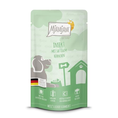 MjAMjAM - Premium Nassfutter für Hunde - Quetschie - Insekt mit saftigem Hühnchen, 1er Pack (1 x 125g), getreidefrei mit extra viel Fleisch von MjAMjAM