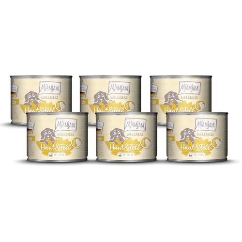 MjAMjAM - Premium Nassfutter für Hunde - Wellness - Haut und Fell - Huhn, 6er Pack (6x200g), getreidefrei von MjAMjAM