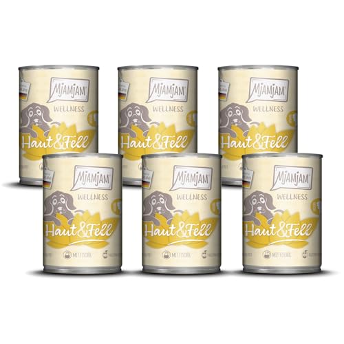 MjAMjAM - Premium Nassfutter für Hunde - Wellness - Haut und Fell - Huhn, 6er Pack (6x400g), getreidefrei von MjAMjAM