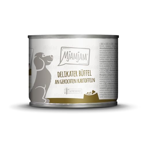 MjAMjAM – Premium Nassfutter für Hunde - delikater Büffel an gekochten Kartoffeln, 1er Pack (1 x 200g), getreidefrei mit extra viel Fleisch von MjAMjAM