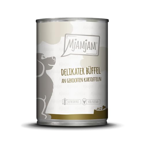 MjAMjAM – Premium Nassfutter für Hunde - delikater Büffel an gekochten Kartoffeln, 1er Pack (1 x 400g), getreidefrei mit extra viel Fleisch von MjAMjAM